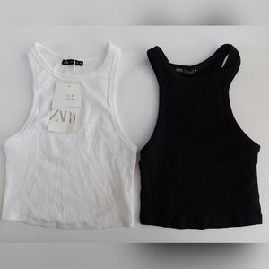 Zara Black and White Tank Tops - 2 pack
